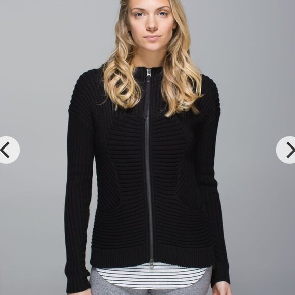 Lululemon - sz 8 - Embrace Hoodie *Knit in Black, Scuba Style Rib Knit - Picture 2 of 11